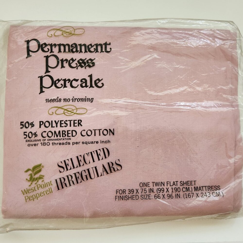 Vintage Permanent Press Percale Flat Sheet *Selected Irregulars*